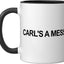 Taza cerámica Funny Carl's A Mess Meme negra/blanca