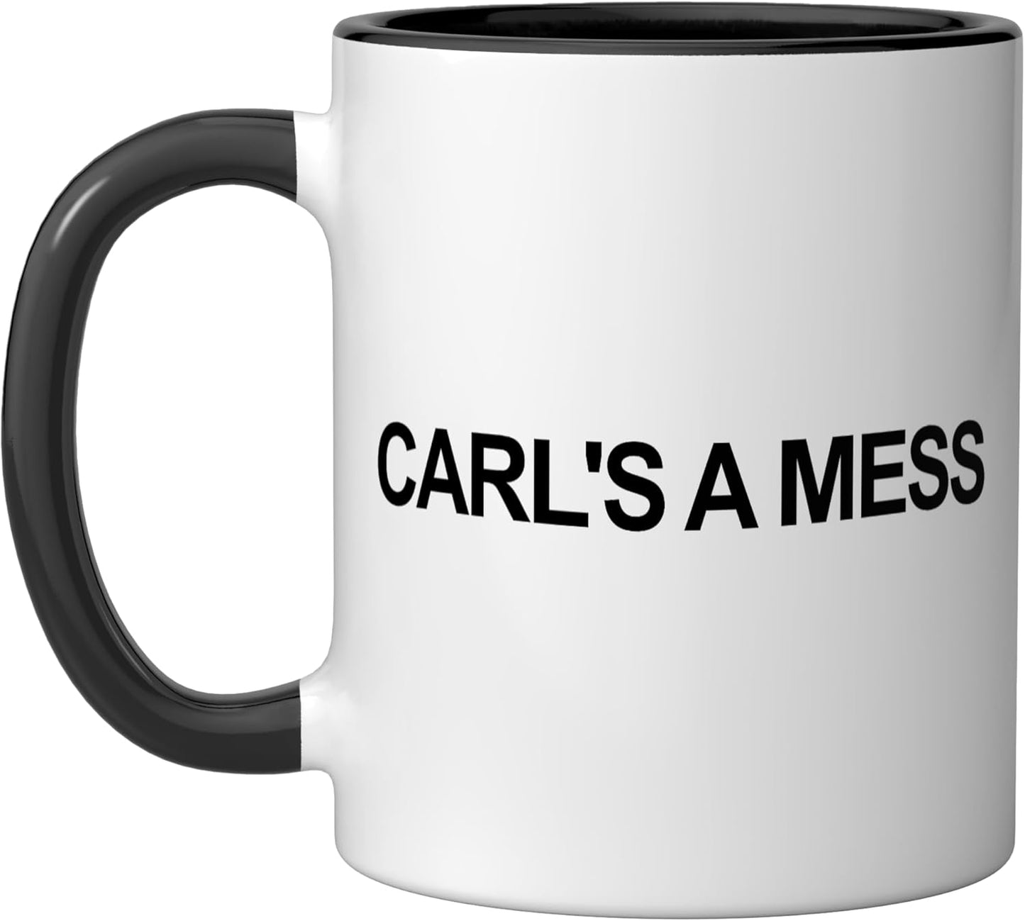 Taza cerámica Funny Carl's A Mess Meme negra/blanca