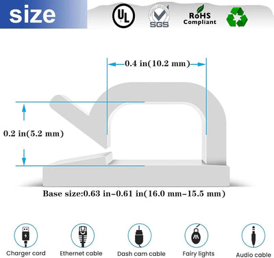 Pinzas adhesivas para gestión de cables 50 uds blanco