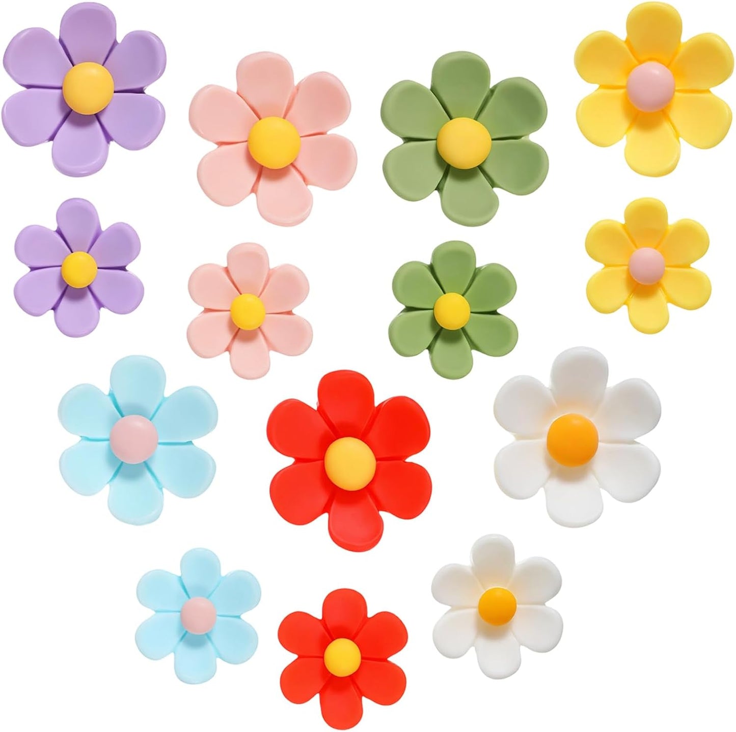 Imanes de flores 3D coloridos para refrigerador y pizarra