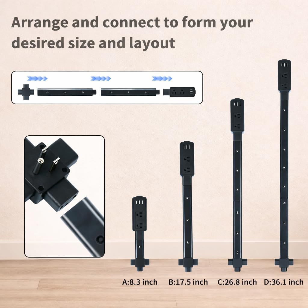 Extensor toma corriente 8.3-36.1pulg 2 salidas CA 2 USB-A 1 USB-C