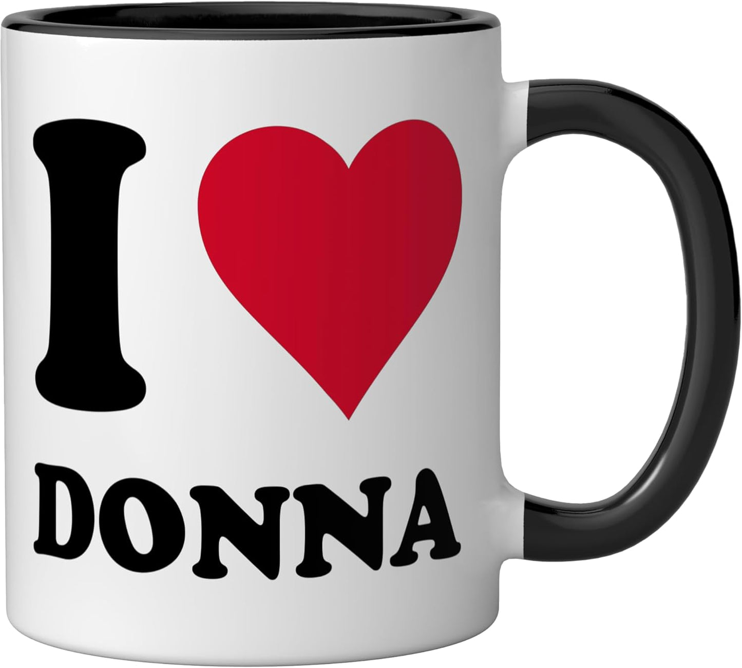 Taza cerámica Red Heart I Love Donna negra/blanca