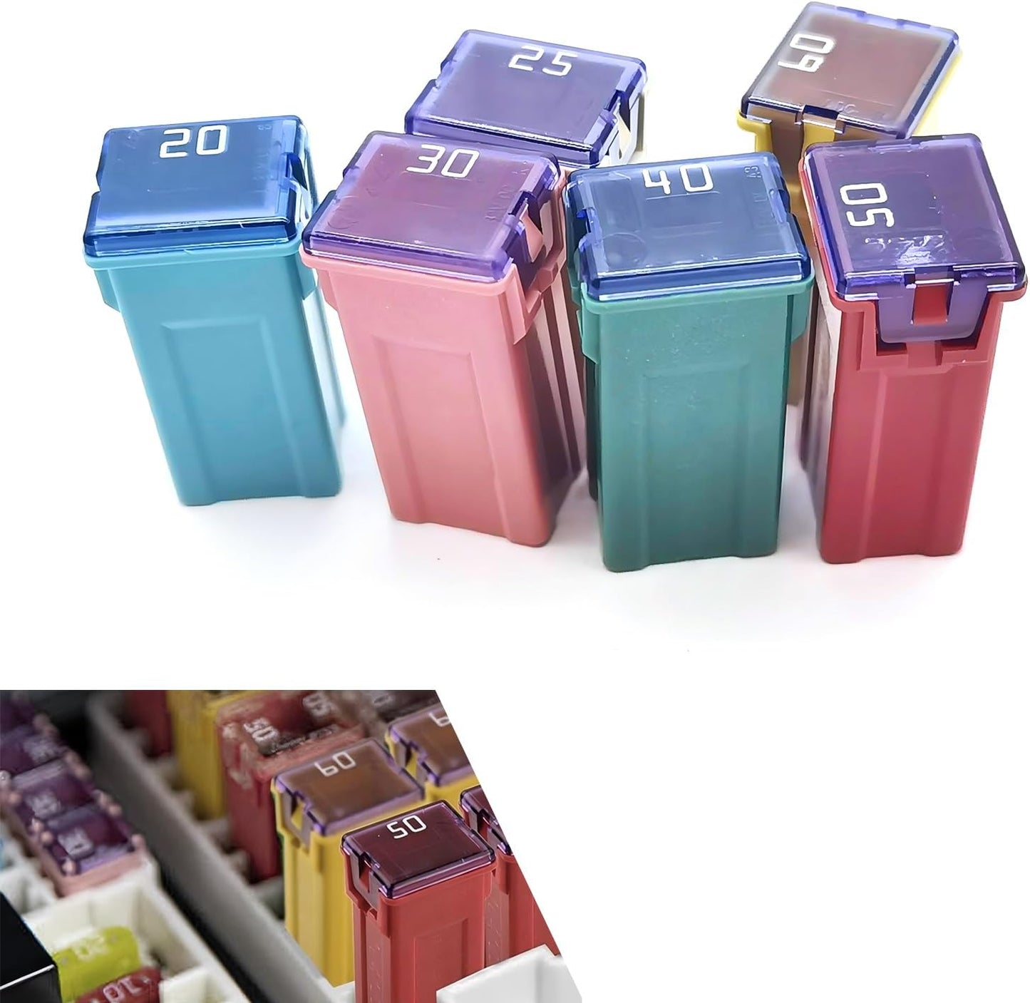 Set 6 Fusibles Automotriz 20-60A 32V Universal Multicolor