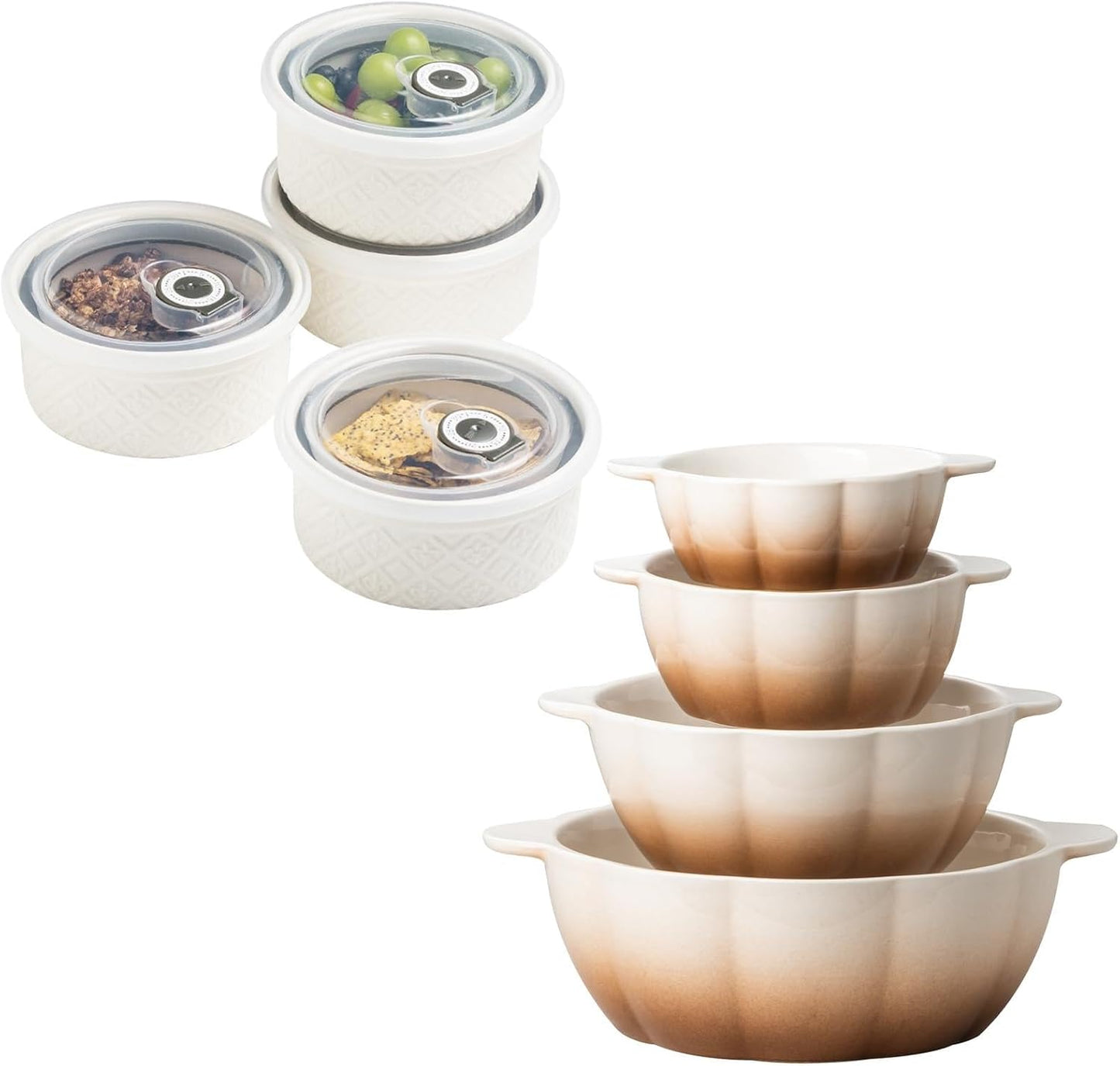 Set 4 Bowls Cerámica para Cocinar y Ensaladas 16oz