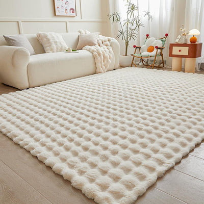 Alfombra felpa conejo blanco 8x10ft suave para niños