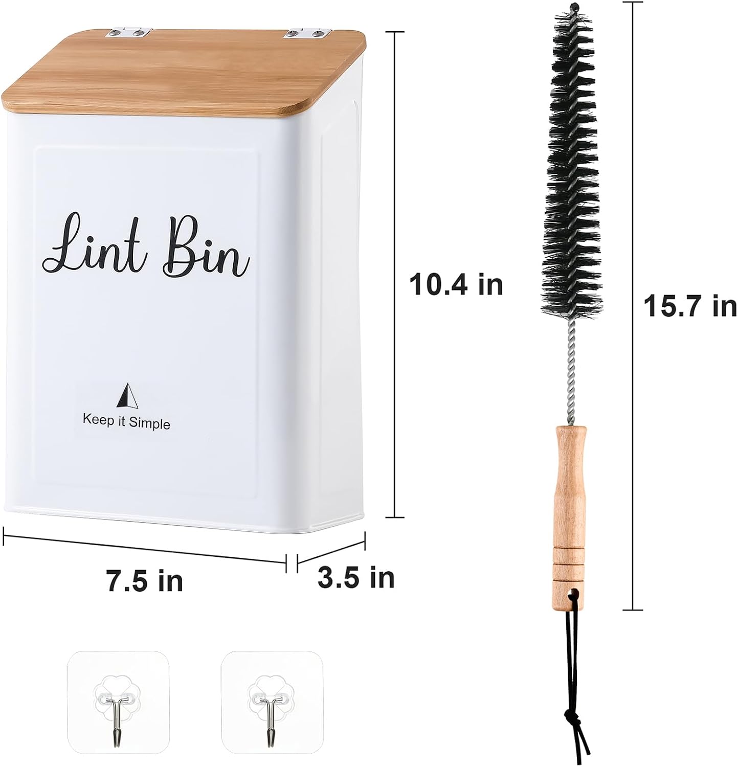 Contenedor magnético pelusa lavandería soporte metal con tapa bambú