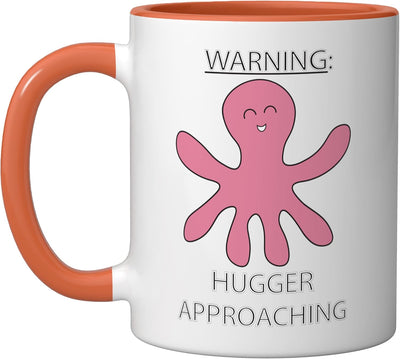 Taza Cerámica Advertencia Hugger Color Naranja/Blanco