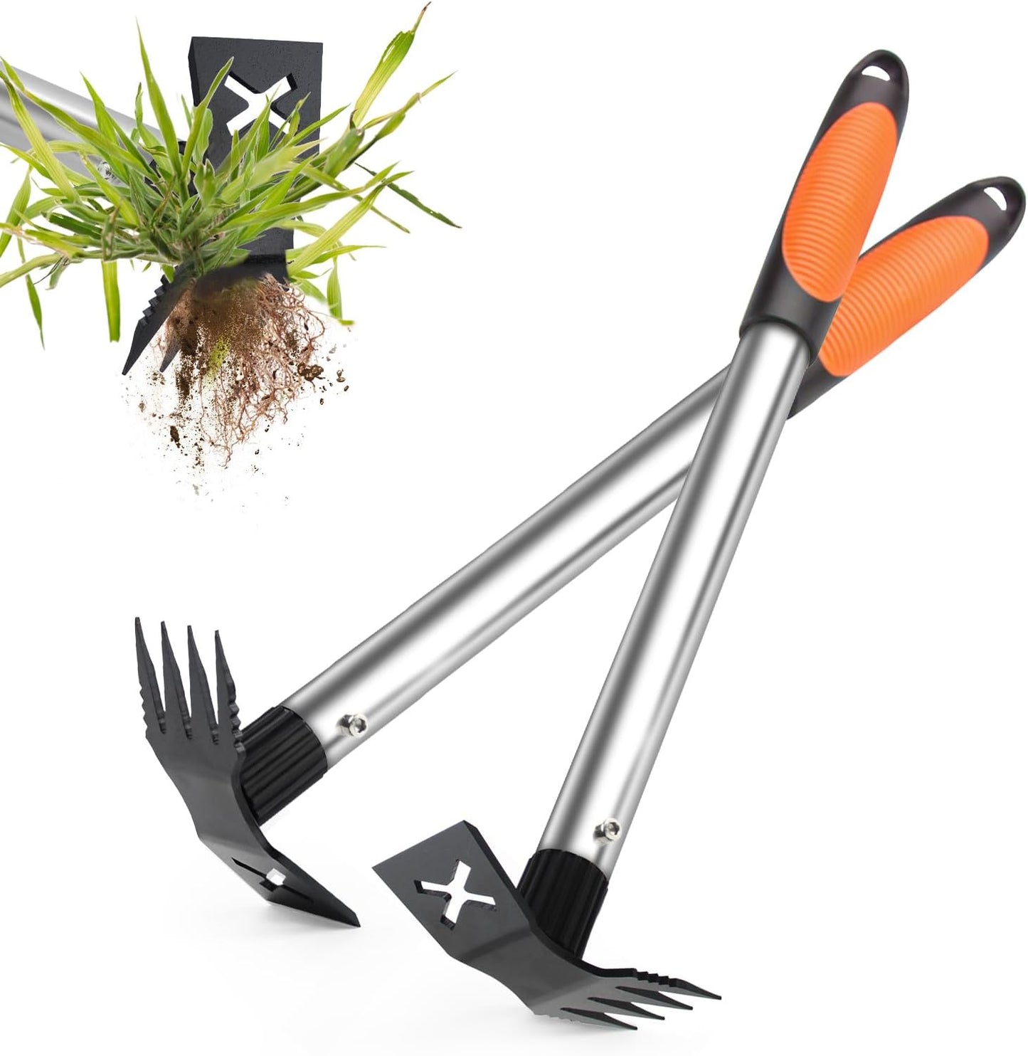Extractor malezas 2en1 azada rastrillo 17pulg jardineria