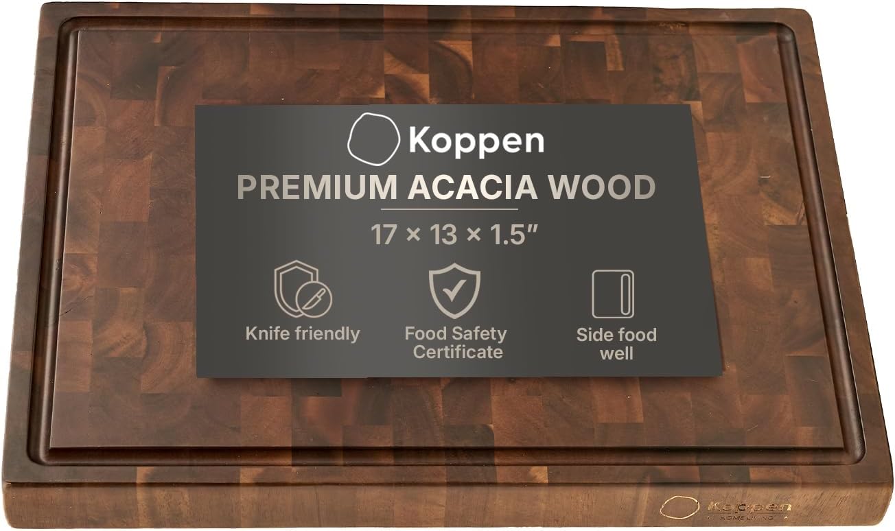 Tabla de cortar de acacia con ranura para jugo