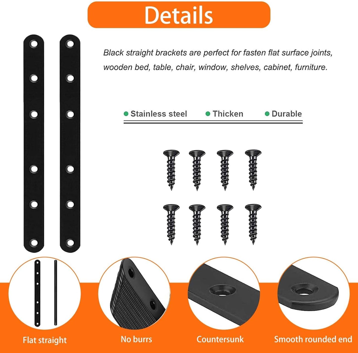Soportes acero inox 8pulg para madera alta resistencia