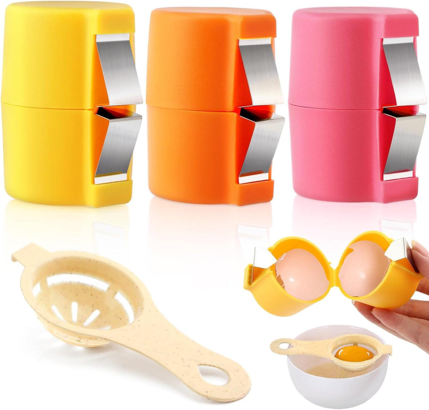 Abridores de cáscara de huevo y separador de huevos para cocina y camping