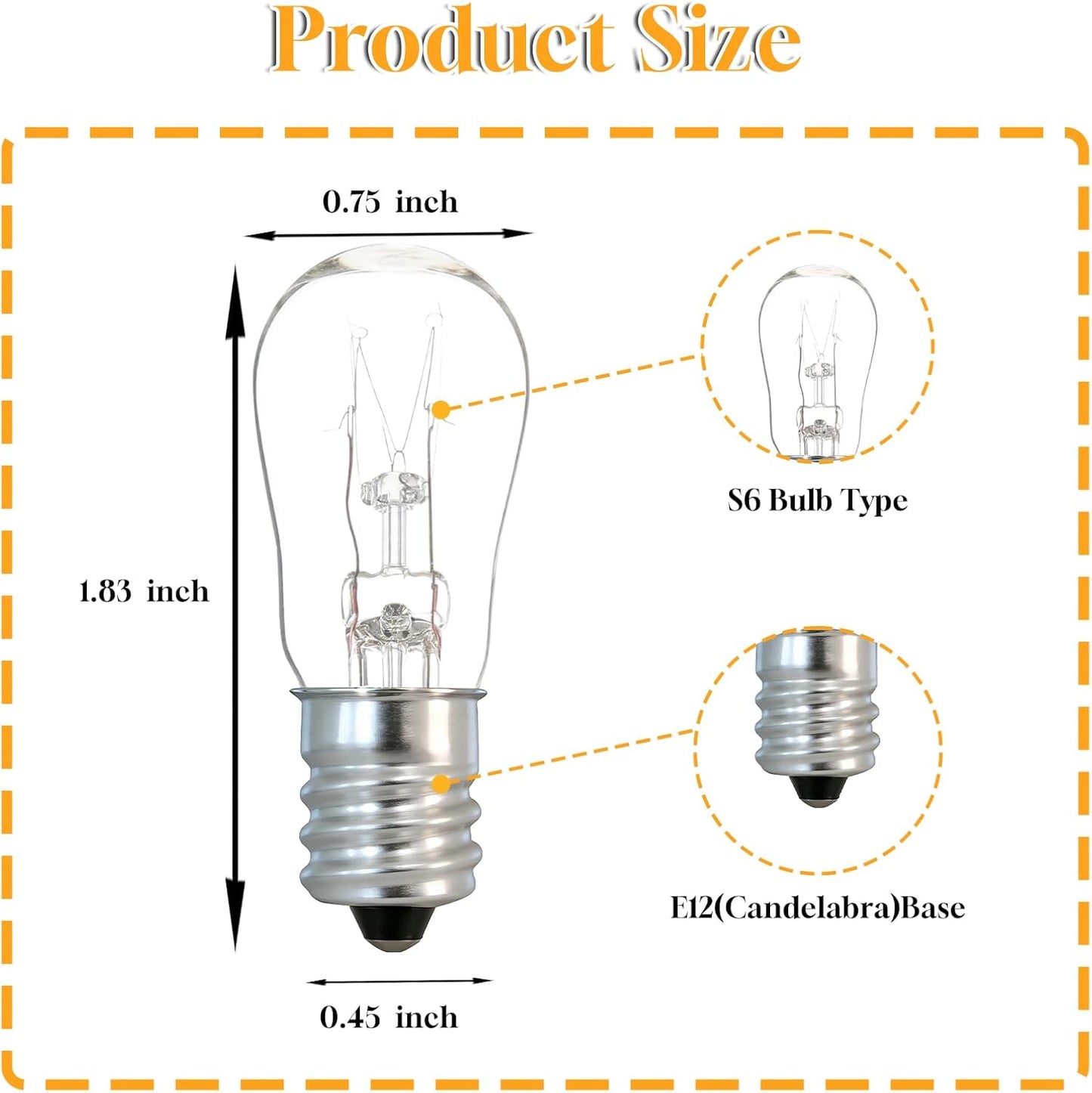 4 Bombillas E12 120V 1.83x0.75pulg
