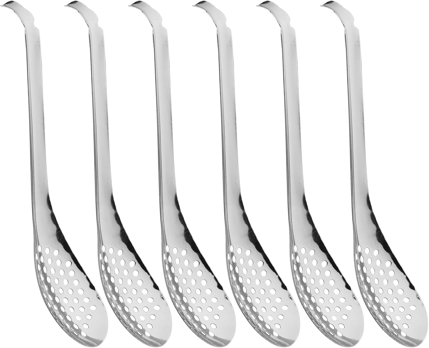 Set 6 Cucharas Esferificación Acero Inox Plata