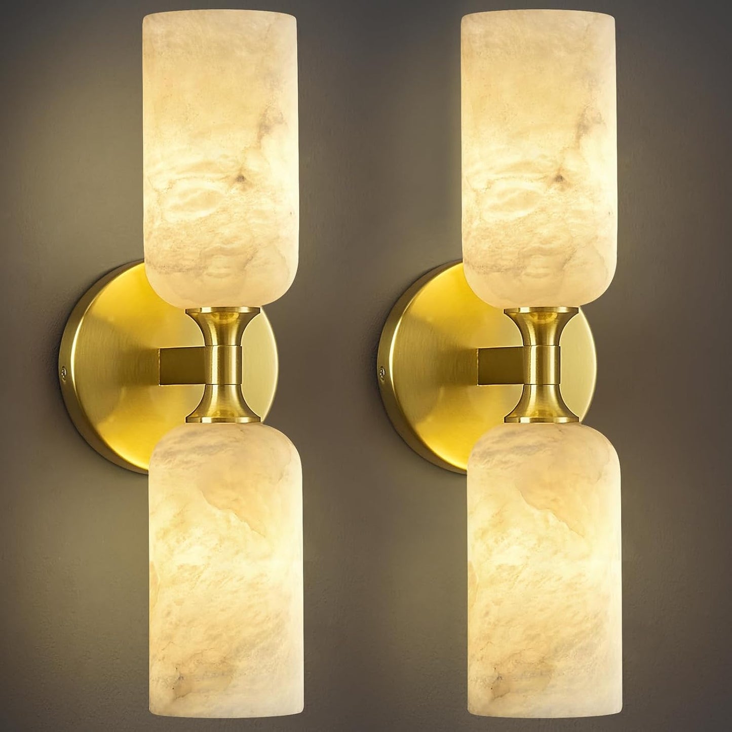 2 Apliques Pared Alabastro 14pulg Blanco Lechoso G9