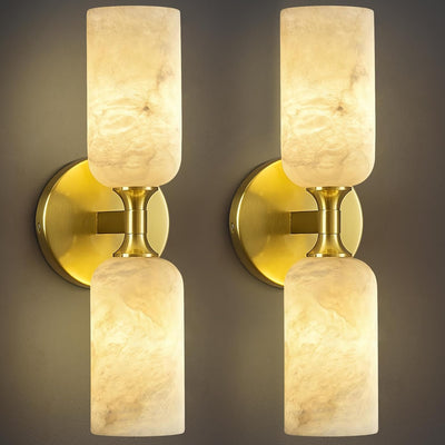 2 Apliques Pared Alabastro 14pulg Blanco Lechoso G9