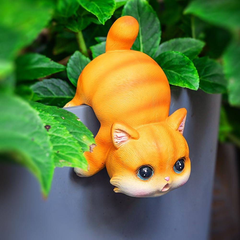 Abrazadores de macetas de gato de resina para jardín