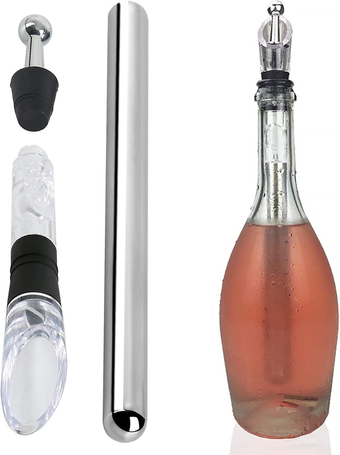 Enfriador de vino 3en1 acero inox vertedor botella tinto