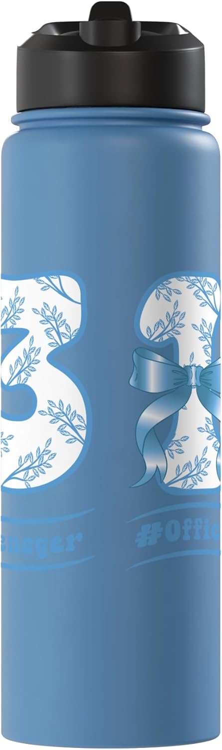 Botella de agua acero inoxidable con bow azul para adolescente