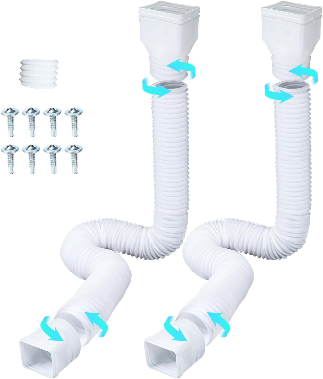 2 Extensión Bajante Canalón Blanco 20-68pulg Con S Montaje