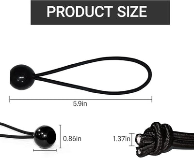 50 Cuerdas Elásticas 6pulg con Bolas para Tiendas de Campamento