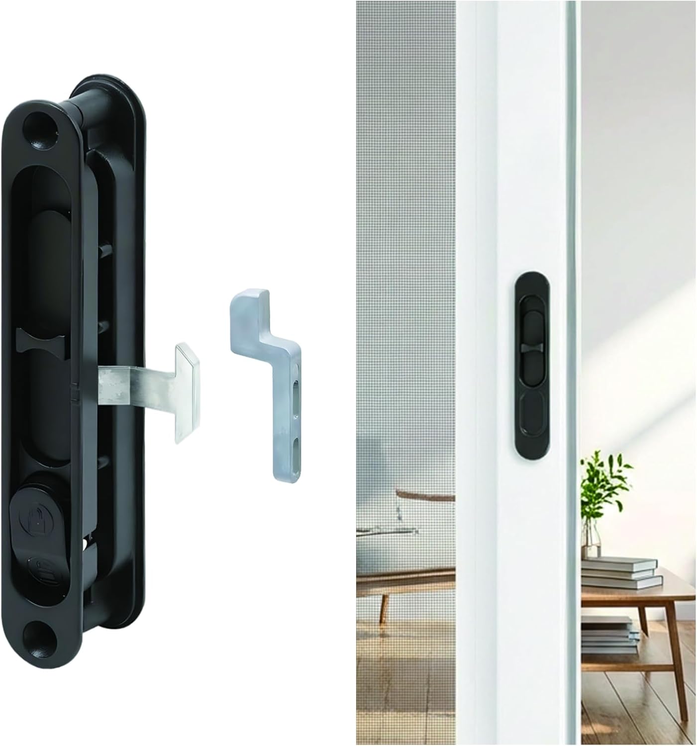 Pestillo puerta corrediza con bloqueador kit reemplazo negro
