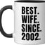 Taza cerámica retro para aniversario 2002 negro/blanco