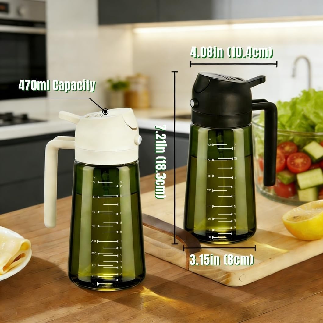Dispensador y rociador de aceite de oliva 2 en 1 botella vidrio para cocina freidora aire ensalada barbacoa