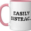 Taza Cerámica Diseño Humorístico Distractible Rosa/Blanco