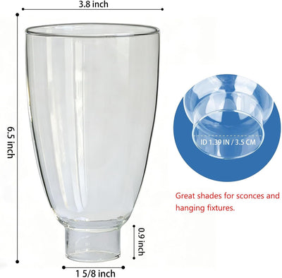 Pantalla lámpara cristal transparente 1 5/8x6.5pulg estilo colonial