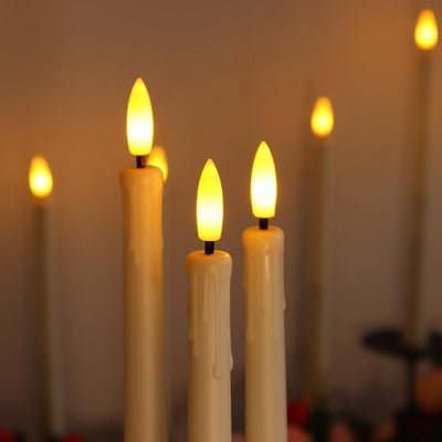 32 Velas Cónicas LED Plástico Marfil 11pulg Temporizador