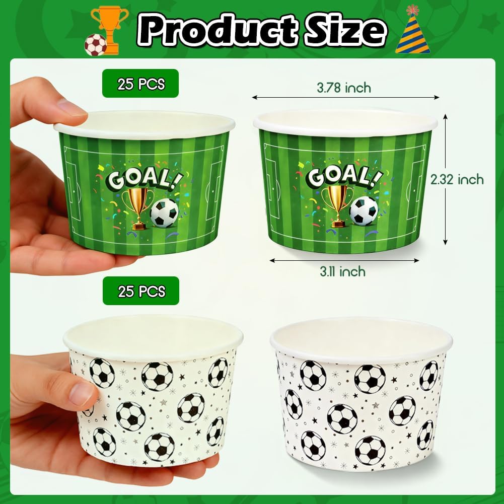 Bowls para snacks tema Mundial de Fútbol, 50 piezas, 9 oz, decoración para fiestas de fútbol