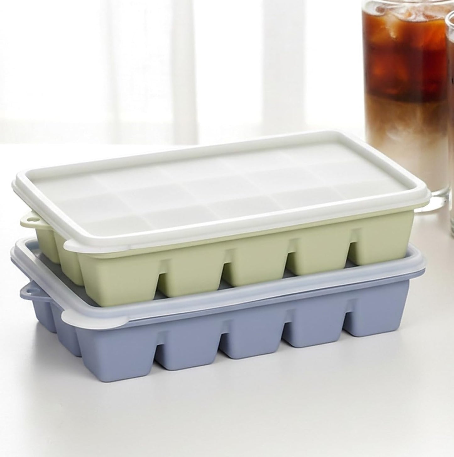 Bandejas de silicona para cubos de hielo apilables con tapa resistente