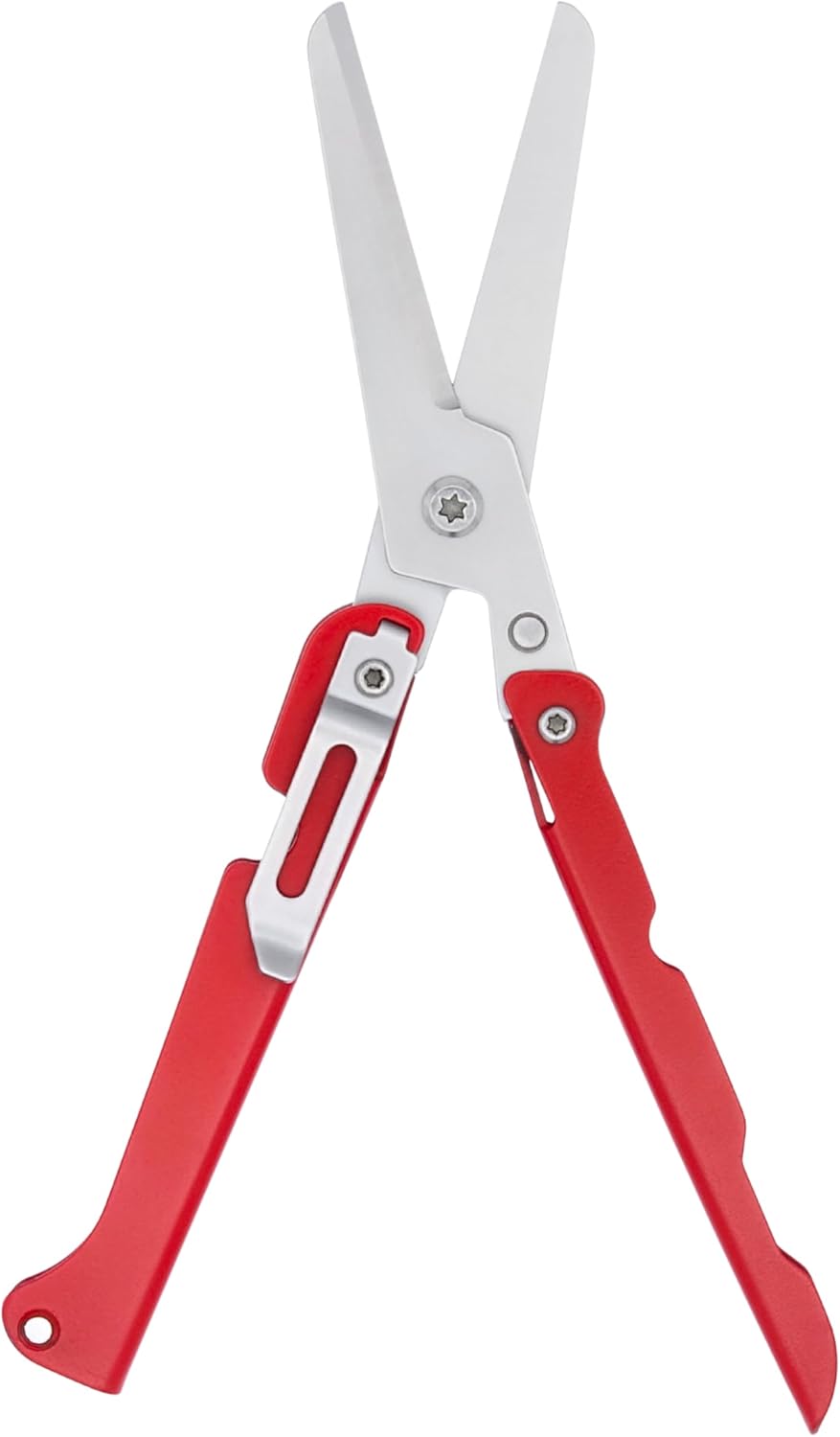 Tijeras plegables acero inox con regla y clip