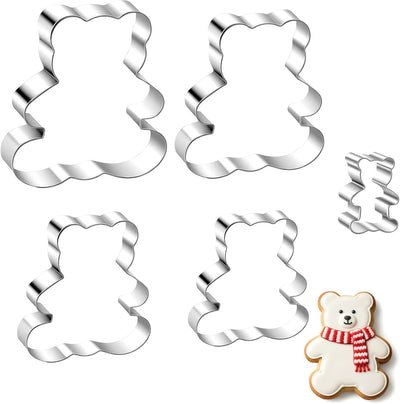 Juego de 5 cortadores de galletas de oso inoxidable para fondant y decoraciones