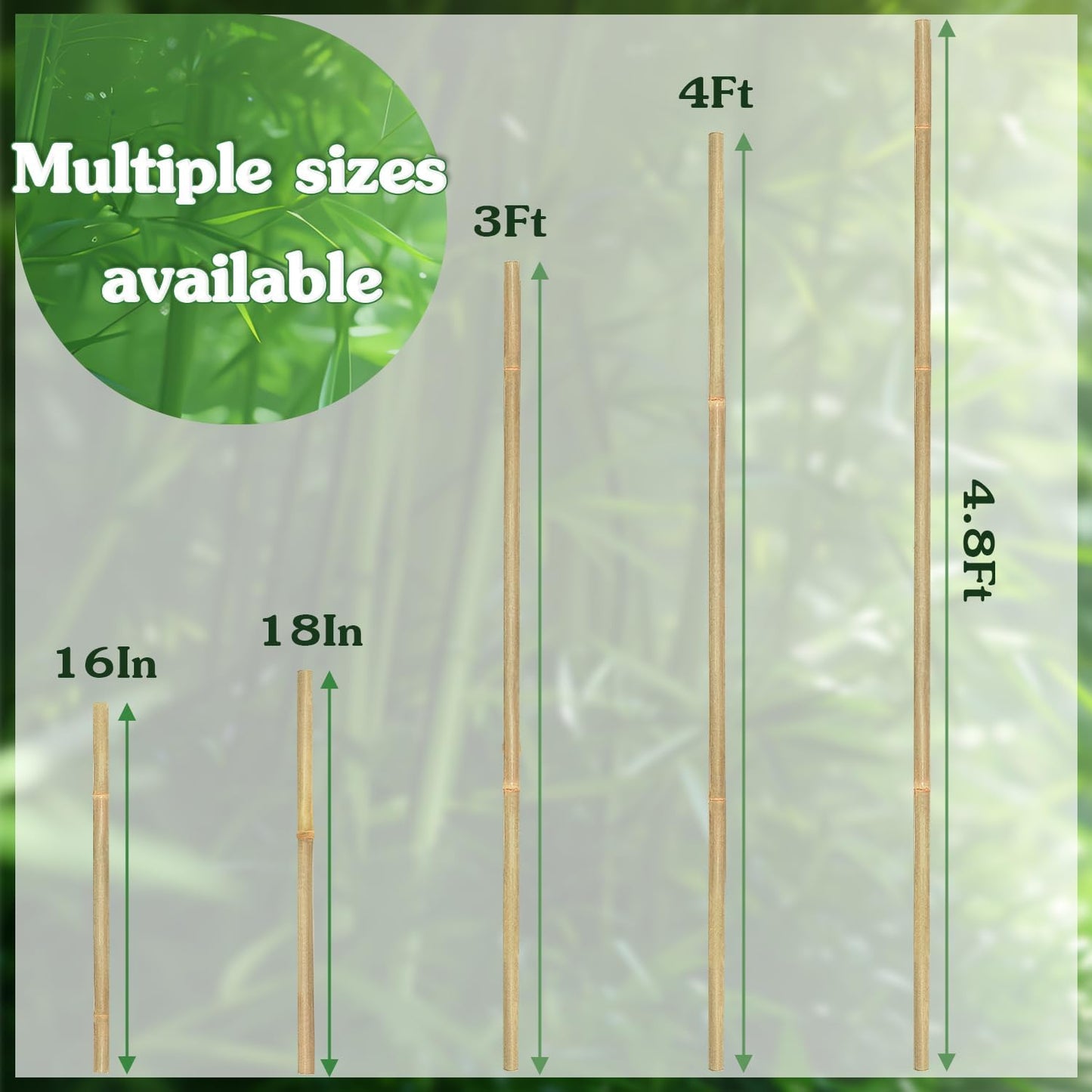 Estacas bambú 18pulg para plantas interior exterior tomates flores