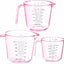 Taza medidora de plástico rosa paquete de 3 con asa para cocinar y hornear