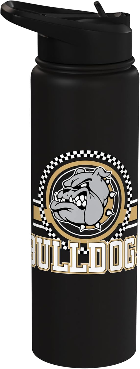 Botella de agua acero inoxidable con logo bulldog estampado