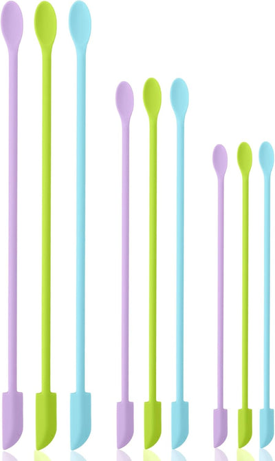 Juego de 9 mini espátulas de silicona para maquillaje y belleza