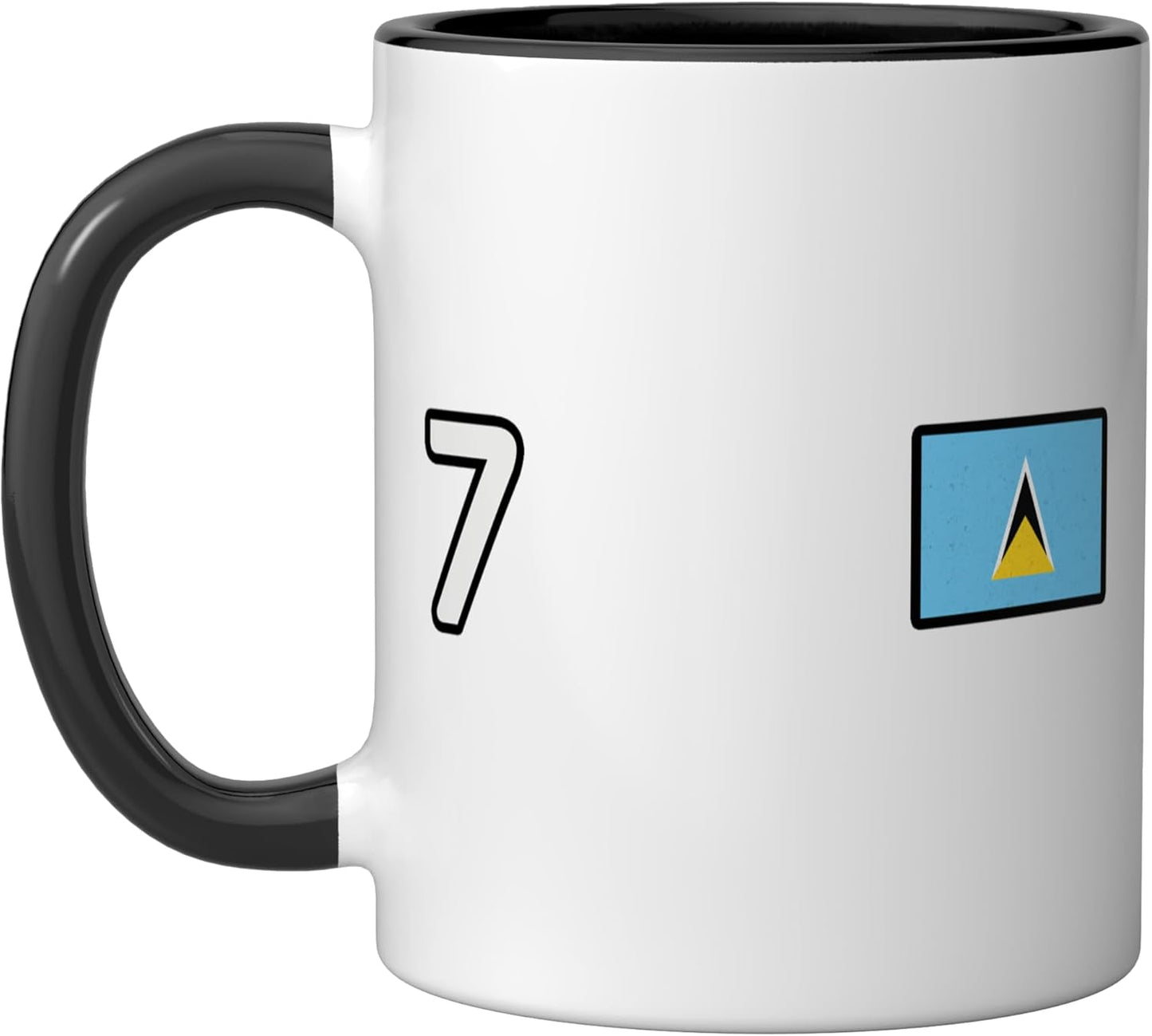 Taza Cerámica Bandera Saint Lucia Número 7 Negro/Blanco