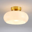 Lámpara techo semiempotrada dorada cristal blanco 11pulg