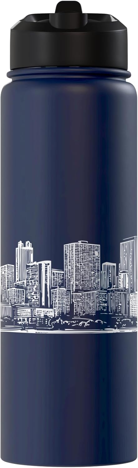 Botella de agua aislada de acero inoxidable Chicago Skyline