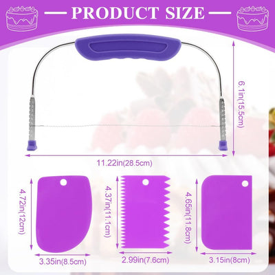 Juego nivelador pasteles 9 niveles y 3 raspadores acero inox morado