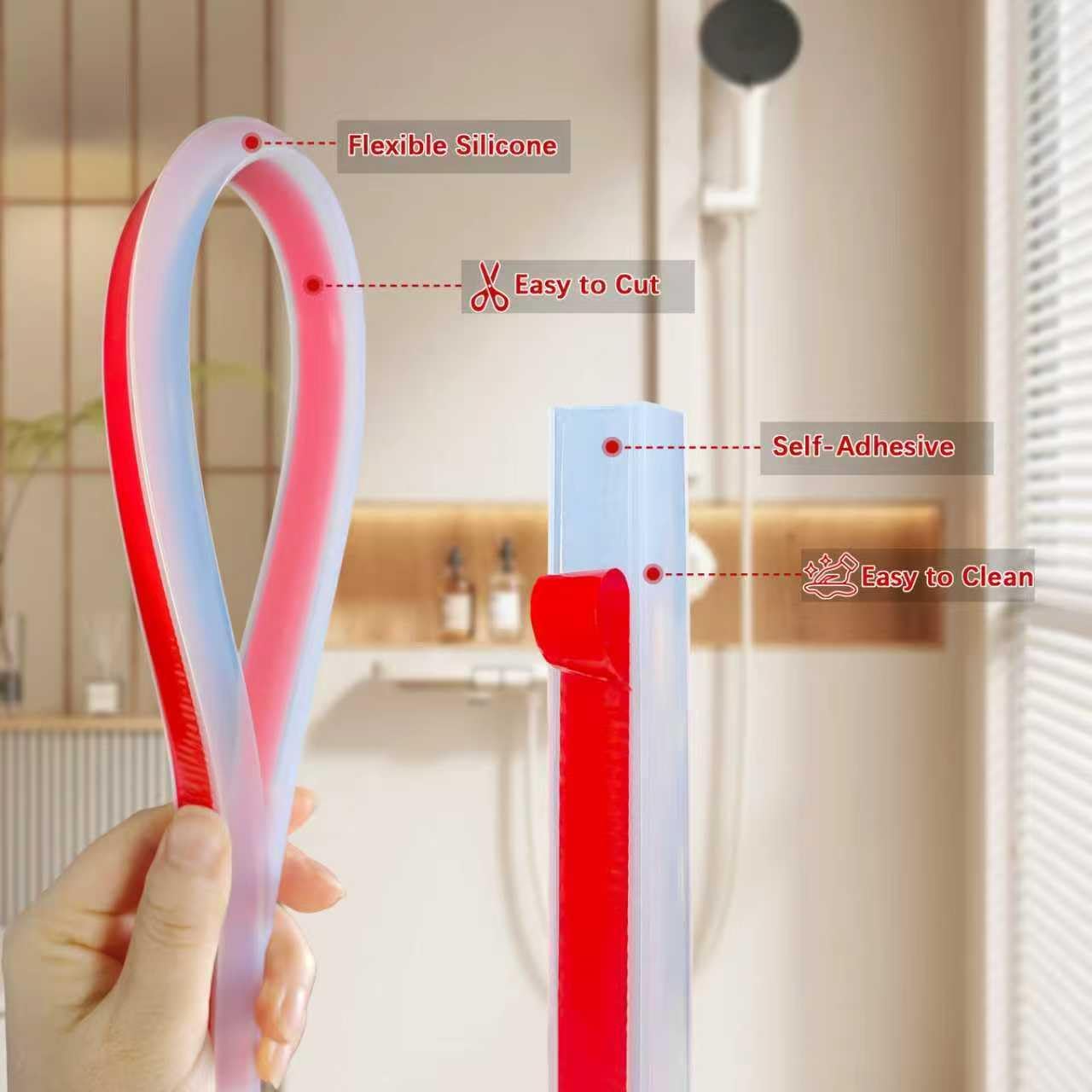 Sellador de ducha silicona 39pulg para puerta vidrio