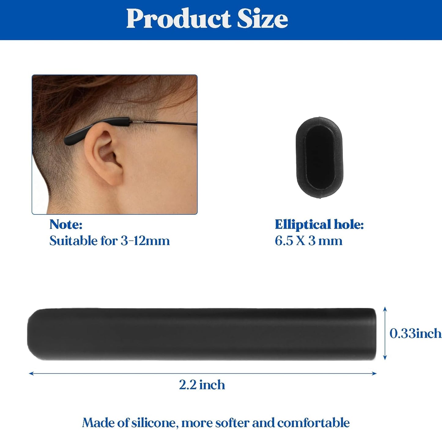 3 Pzas Almohadillas Silicona Antiderrap para Lentes Oreja