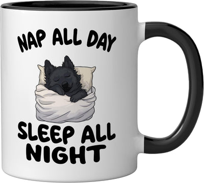 Taza de cerámica para perro Schipperke con estampado negro y blanco