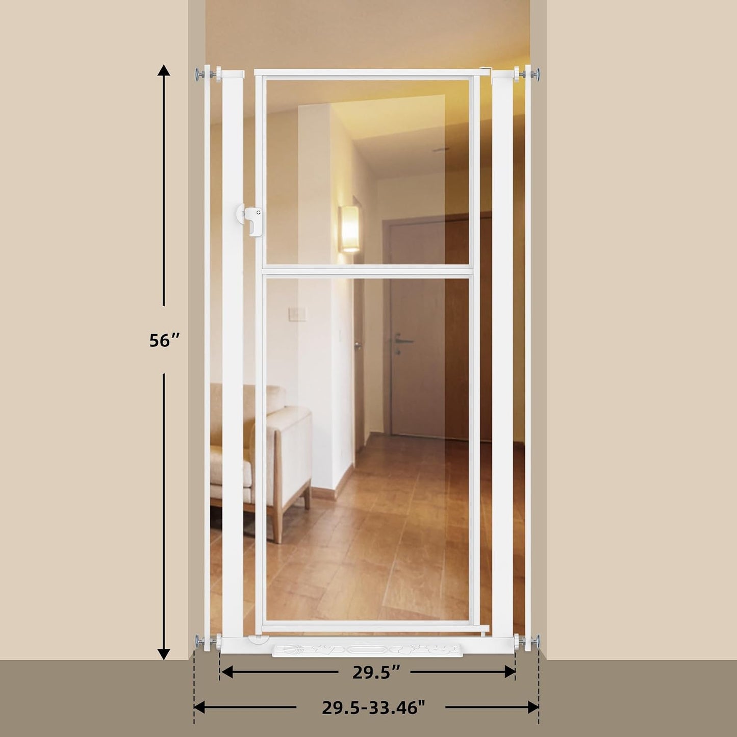 Puerta gatos alta 56pulg acrílico transparente 29.5-34.26pulg