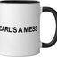 Taza cerámica Funny Carl's A Mess Meme negra/blanca