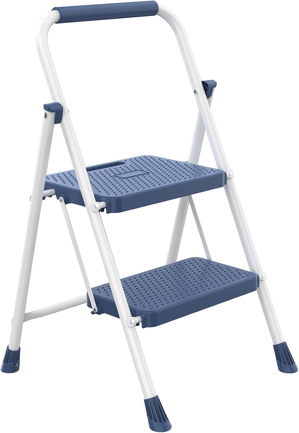Escalera 2 escalones plegable acero antideslizante azul