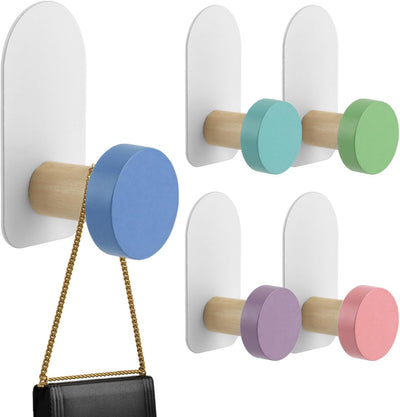 5 Ganchos Autoadhesivos Madera Multiusos Para Toallas Abrigos