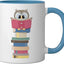 Taza cerámica Kawaii Owl Lee Libro Azul/Blanco